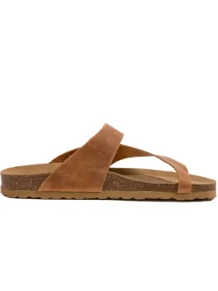 Leder-Zehentrenner in Hellbraun