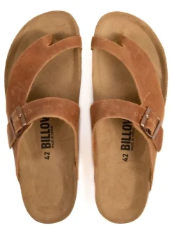 Leder-Zehentrenner in Hellbraun