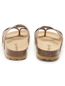 Leder-Zehentrenner in Hellbraun