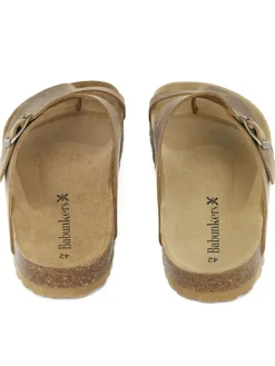 Leder-Zehentrenner in Hellbraun