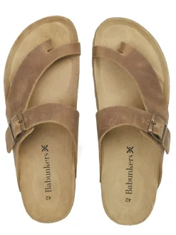 Leder-Zehentrenner in Hellbraun