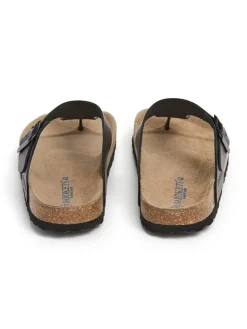 Leder-Zehentrenner in Schwarz