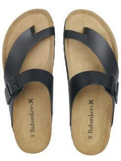 Leder-Zehentrenner in Schwarz