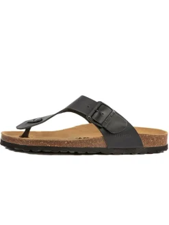 Leder-Zehentrenner in Schwarz