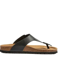 Leder-Zehentrenner in Schwarz