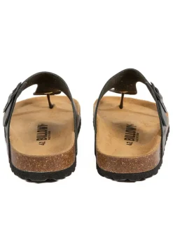 Leder-Zehentrenner in Schwarz