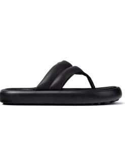 Leder-Zehentrenner in Schwarz