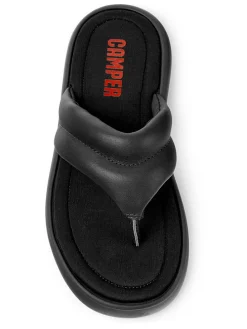 Leder-Zehentrenner in Schwarz