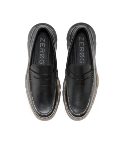 Loafer 4.ZEROGRAND PENNY LOAFERS in BLACK GRAY PINSTRIPE BLACK