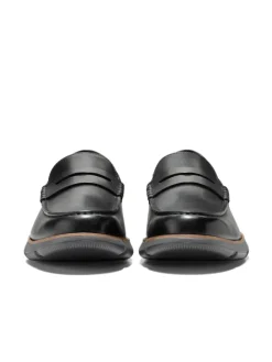 Loafer 4.ZEROGRAND PENNY LOAFERS in BLACK GRAY PINSTRIPE BLACK