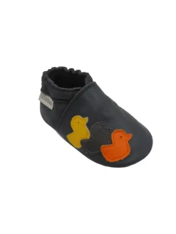 Nachtblaue Baby-Leder-Laufschuhe, mit rutschfester Sohle - Entenmuster