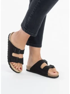 Nubukleder Pantoletten in nero