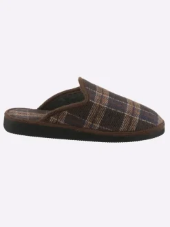 Pantoffel in braun-kariert