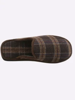 Pantoffel in braun-kariert