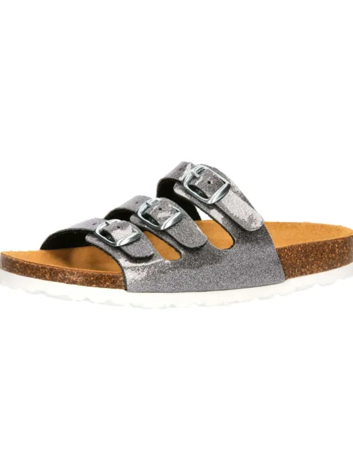 Pantolette "Bioline Kids Glitter" in Silberfarben