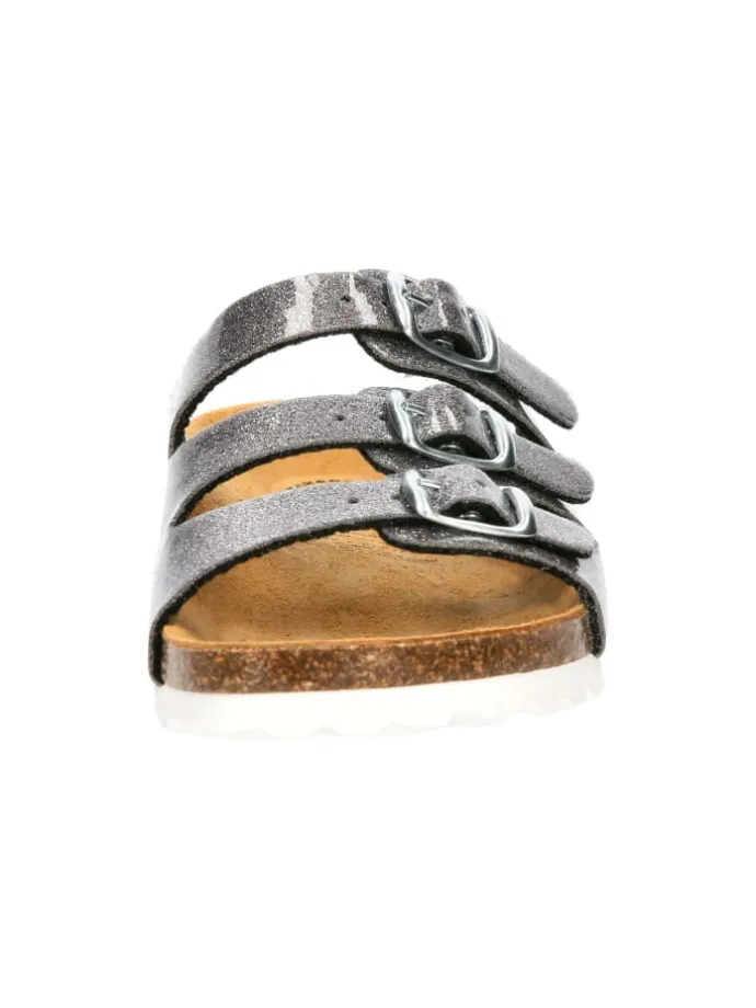 Pantolette "Bioline Kids Glitter" in Silberfarben