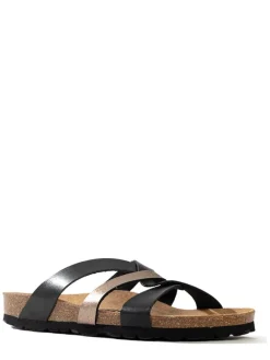 Pantoletten "Albury" in Schwarz/ Gold