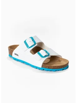 Pantoletten "Atlas" in Weiß/ Blau