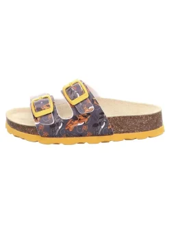 Pantoletten in Anthrazit/ Orange