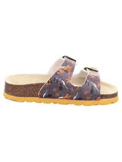 Pantoletten in Anthrazit/ Orange