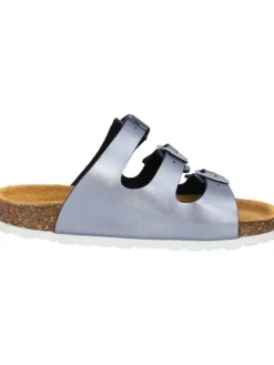 Pantoletten in blau metallic