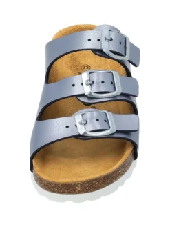 Pantoletten in blau metallic