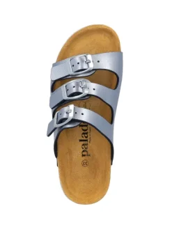 Pantoletten in blau metallic