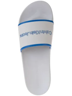 Pantoletten in Blau/ Weiß