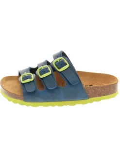 Pantoletten in Blau/Grün