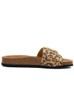 Pantoletten in Braun/ Beige