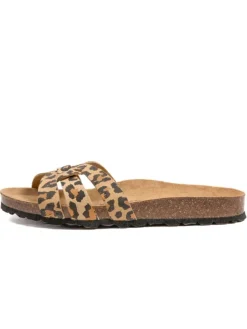 Pantoletten in Braun/ Beige