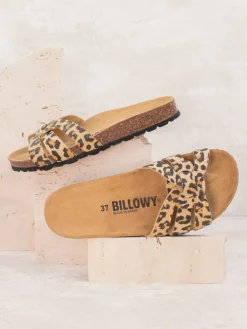 Pantoletten in Braun/ Beige