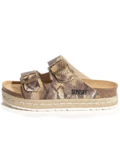 Pantoletten in Gold/ Beige