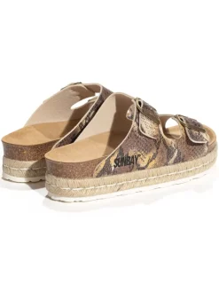 Pantoletten in Gold/ Beige