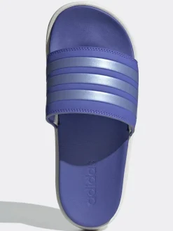 Pantoletten in Lila/ Weiß