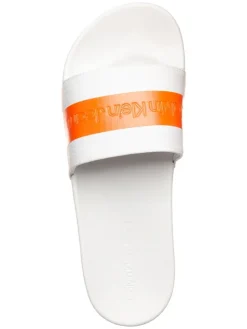 Pantoletten in Orange/ Weiß