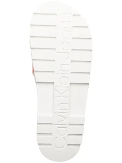 Pantoletten in Orange/ Weiß