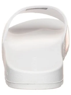 Pantoletten in Orange/ Weiß