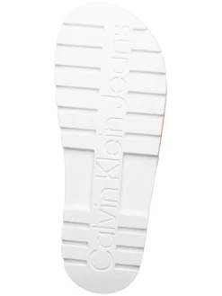 Pantoletten in Orange/ Weiß