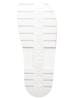 Pantoletten in Orange/ Weiß