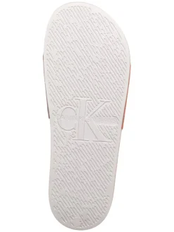 Pantoletten in Rot/ Weiß