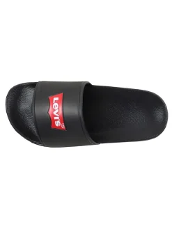 Pantoletten in Schwarz/ Rot