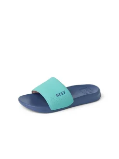 Pantoletten in Türkis/ Dunkelblau