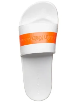 Pantoletten in Weiß/ Orange