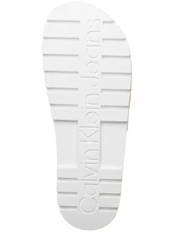 Pantoletten in Weiß/ Orange