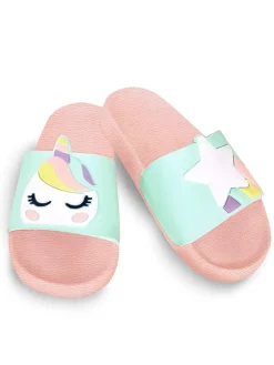Pantoletten "Unicorn" in Rosa/ Türkis