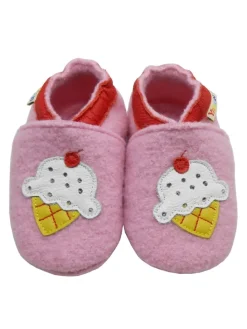 Rosa Woll-Krabbelschuhe "Ice Cream“