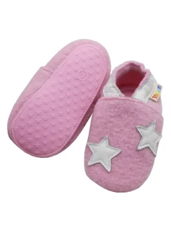 Rosa Woll-Krabbelschuhe “”Sterne“