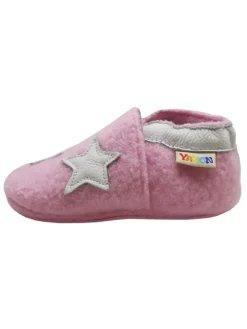 Rosa Woll-Krabbelschuhe “”Sterne“