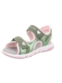 Sandale PEBBLES in Hellgrün/Rosa